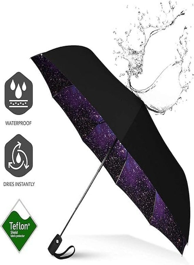 TEKCOOL مظلة TEKCOOL، مظلة كبيرة الحجم للحماية من الشمس والمطر والرياح، قوية وكبيرة الحجم، قابلة للطي ثلاث مرات، مناسبة للرجال والنساء والأطفال والأولاد والبنات. مثالية صغيرة وأنيقة، مقاومة للرياح ومدمجة (أسود فضائي). - Image 3